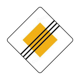 End of right priority sign listed in road signs decals.