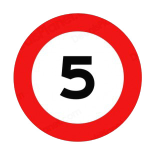 5 km per hour speed limit sign listed in road signs decals.