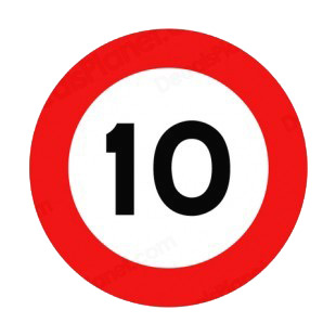 10 km per hour speed limit sign  listed in road signs decals.