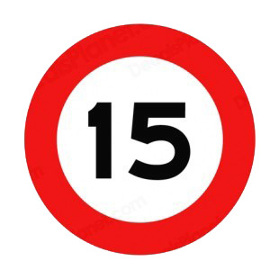 15 km per hour speed limit sign  listed in road signs decals.
