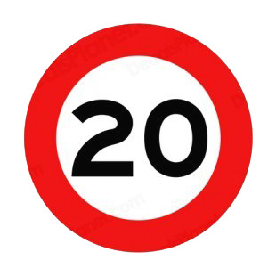 20 km per hour speed limit sign  listed in road signs decals.