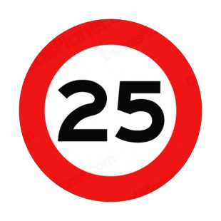 25 km per hour speed limit sign  listed in road signs decals.