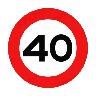 40 km per hour speed limit sign  listed in road signs decals.