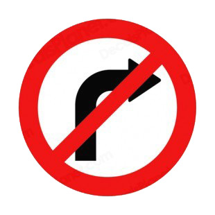 No right turn allowed sign  listed in road signs decals.