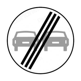 End of no overtaking zone sign listed in road signs decals.