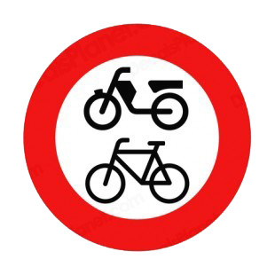 No mopeds or bicycles allowed sign listed in road signs decals.