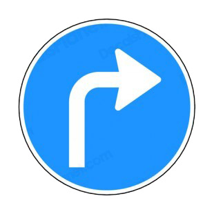 Turn right side listed in road signs decals.