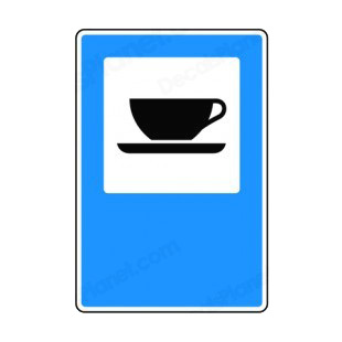 Refreshments sign listed in road signs decals.