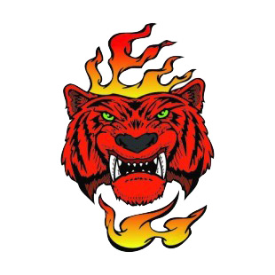 Angry red tiger flames drawing listed in more animals decals.