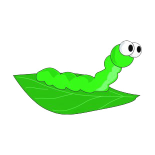 Green worm on a leaf listed in more animals decals.