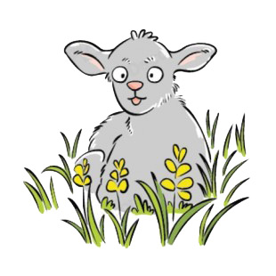 Lamb laying down in grass field listed in more animals decals.