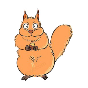 Fat squirrel eating chestnut listed in more animals decals.