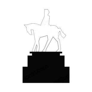Monument Men on horse listed in symbols and history decals.
