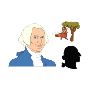 United States George Washington tree cutting & portrait listed in symbols and history decals.