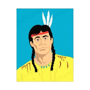 Native American Men with red head band listed in symbols and history decals.