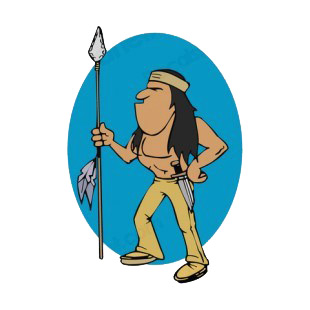 Native American holding spear listed in symbols and history decals.