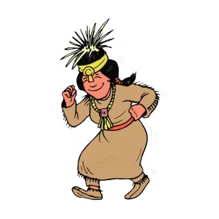 Native American woman dancing listed in symbols and history decals.
