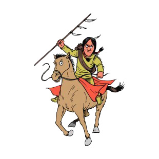 Native American on horse with spear rushing listed in symbols and history decals.