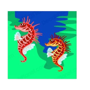 Red and orange seahorses listed in more animals decals.