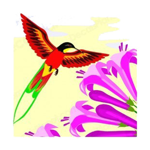 Hummingbird near purple flower listed in more animals decals.