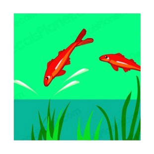 Red fishes jumping out of water listed in more animals decals.