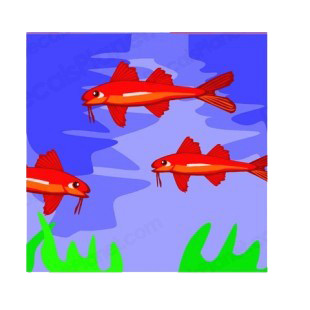 Red fishes and seaweeds listed in more animals decals.