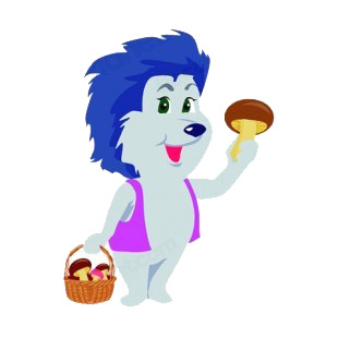 Blue porcupine picking mushrooms listed in more animals decals.