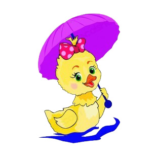 Female chick with purple umbrella listed in more animals decals.