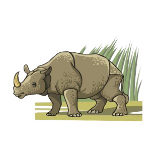 Rhinoceros in scrubland listed in more animals decals.