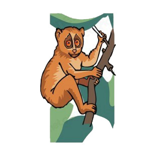 Brown lemur holding to a branch listed in more animals decals.