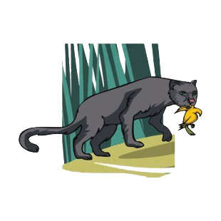 Grey panther with food in his mouth  listed in more animals decals.