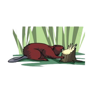 Beaver eating tree trunk  listed in more animals decals.