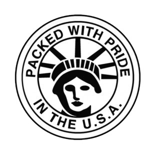 United States Packed With Pride In the USA logo listed in symbols and history decals.