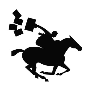 United States pony express rider listed in symbols and history decals.