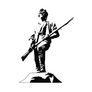 United States pioneer with gun statue listed in symbols and history decals.