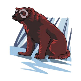 Brown bear sitting down on snow listed in more animals decals.