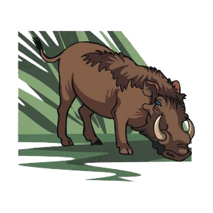 Brown wild boar sniffing ground listed in more animals decals.