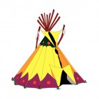 Native American yellow and purple teepee, decals stickers