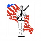 United States soldier and US flag, decals stickers