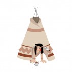 Native American teepee with indian looking outside, decals stickers