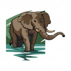 Elephant walking through water, decals stickers