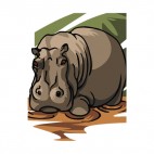 Hippopotamus walking through water, decals stickers