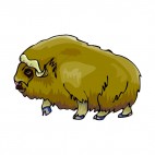 Brown muskox walking, decals stickers