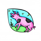 Pig with black spots screaming at night, decals stickers