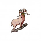 Mountain sheep with long horn eating grass, decals stickers