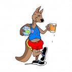 Kangaroo with beer mug and australia shirt, decals stickers