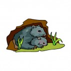 Grey wombat with baby, decals stickers