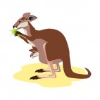 Kangaroo with baby eating grass, decals stickers