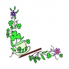 Shamrocks Irish hat and flute corner, decals stickers