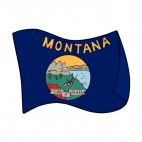 Montana state flag waving, decals stickers